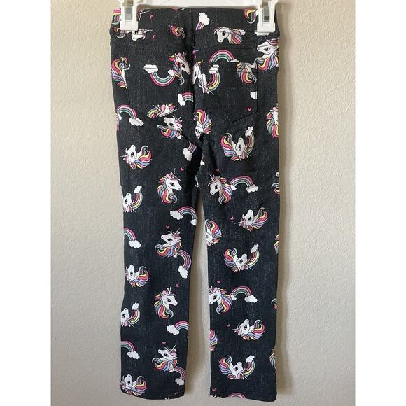 H&M Gray Unicorn Rainbow Hearts Elasticized Waist Treggings Jeggings Size 6 - Picture 6 of 9